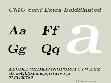 CMU Serif Extra BoldSlanted Version 0.7.0 Font Sample