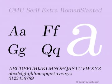 CMU Serif Extra RomanSlanted Version 0.7.0 Font Sample