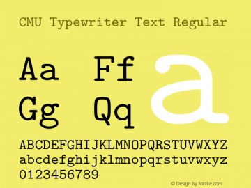 CMU Typewriter Text Regular Version 0.2.1 Font Sample