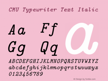 CMU Typewriter Text Italic Version 0.2.1 Font Sample