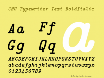 CMU Typewriter Text BoldItalic Version 0.2.1 Font Sample