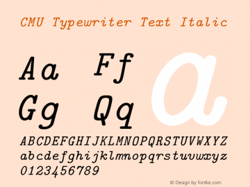 CMU Typewriter Text Italic Version 0.2.2 Font Sample