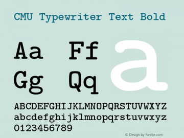 CMU Typewriter Text Bold Version 0.2.2 Font Sample