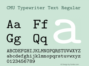 CMU Typewriter Text Regular Version 0.2.2 Font Sample