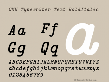 CMU Typewriter Text BoldItalic Version 0.2.2 Font Sample