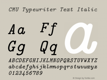 CMU Typewriter Text Italic Version 0.2.2 Font Sample