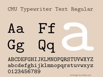 CMU Typewriter Text Regular Version 0.3.0 Font Sample