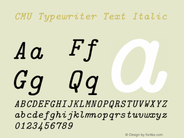CMU Typewriter Text Italic Version 0.3.0 Font Sample