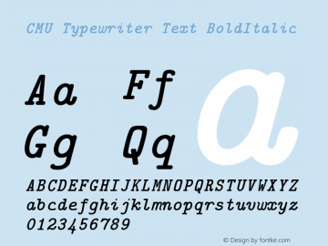 CMU Typewriter Text BoldItalic Version 0.3.0 Font Sample