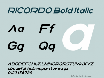 RICORDO Bold Italic Version 1.000图片样张