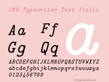 CMU Typewriter Text Italic Version 0.3.1 Font Sample