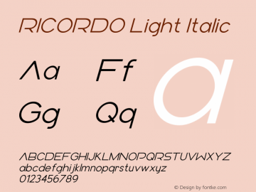 RICORDO Light Italic Version 1.000图片样张