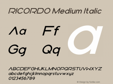 RICORDO Medium Italic Version 1.000图片样张
