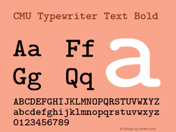 CMU Typewriter Text Bold Version 0.3.1 Font Sample