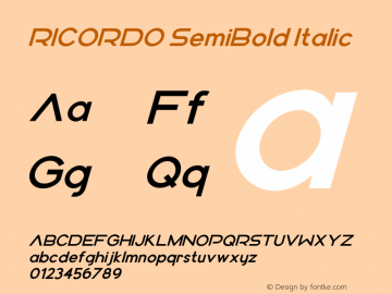 RICORDO SemiBold Italic Version 1.000;hotconv 1.0.109;makeotfexe 2.5.65596图片样张