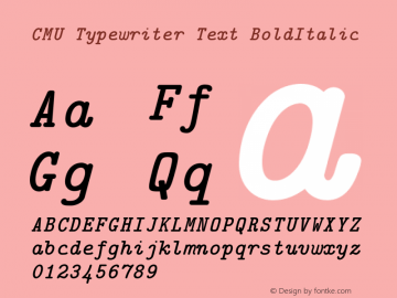 CMU Typewriter Text BoldItalic Version 0.3.1 Font Sample