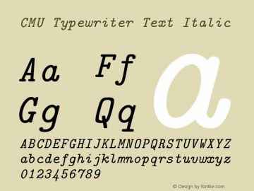 CMU Typewriter Text Italic Version 0.3.2 Font Sample