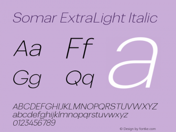 Somar ExtraLight Italic Version 1.002图片样张