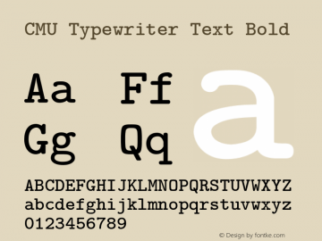 CMU Typewriter Text Bold Version 0.3.2 Font Sample