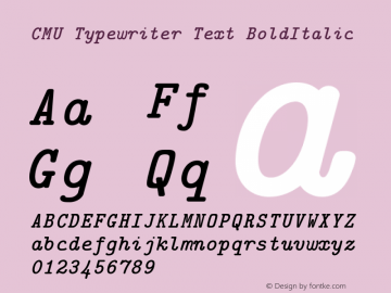 CMU Typewriter Text BoldItalic Version 0.3.2 Font Sample