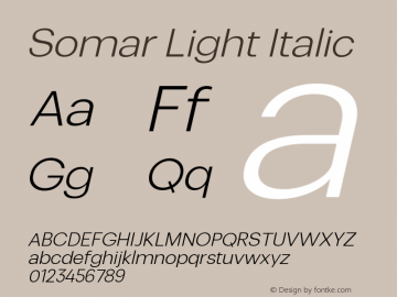 Somar Light Italic Version 1.002图片样张