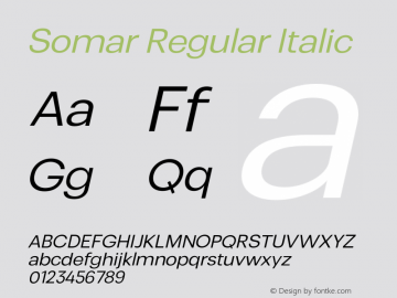 Somar Regular Italic Version 1.002;hotconv 1.0.109;makeotfexe 2.5.65596图片样张