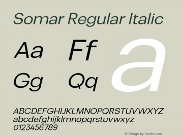 Somar Regular Italic Version 1.002图片样张