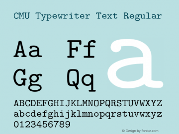 CMU Typewriter Text Regular Version 0.4.0 Font Sample