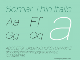 Somar Thin Italic Version 1.002图片样张