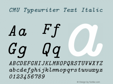 CMU Typewriter Text Italic Version 0.4.0 Font Sample