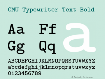 CMU Typewriter Text Bold Version 0.4.0 Font Sample