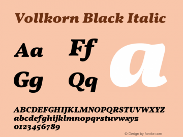 Vollkorn Black Italic Version 5.001图片样张