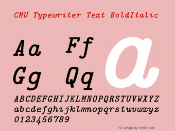 CMU Typewriter Text BoldItalic Version 0.4.0 Font Sample