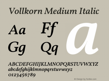 Vollkorn Medium Italic Version 5.001图片样张