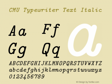 CMU Typewriter Text Italic Version 0.4.1 Font Sample