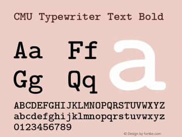 CMU Typewriter Text Bold Version 0.4.1 Font Sample