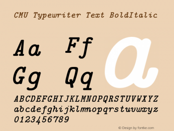 CMU Typewriter Text BoldItalic Version 0.4.1 Font Sample