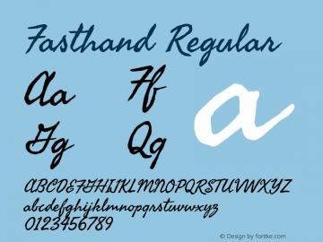 Fasthand Regular Version 8.002; ttfautohint (v1.8.3)图片样张