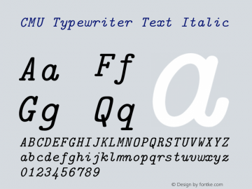 CMU Typewriter Text Italic Version 0.4.2 Font Sample