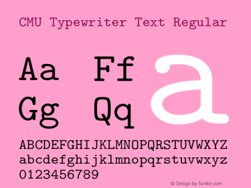 CMU Typewriter Text Regular Version 0.4.3 Font Sample