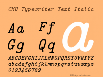 CMU Typewriter Text Italic Version 0.4.3 Font Sample