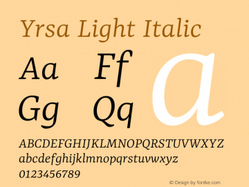 Yrsa Light Italic Version 2.004图片样张