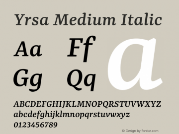 Yrsa Medium Italic Version 2.004图片样张