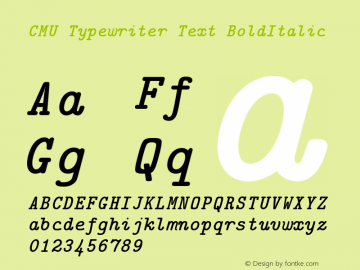 CMU Typewriter Text BoldItalic Version 0.4.3 Font Sample