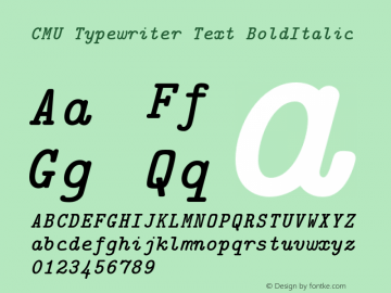 CMU Typewriter Text BoldItalic Version 0.5.0 Font Sample