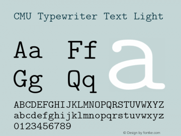 CMU Typewriter Text Light Version 0.5.0 Font Sample