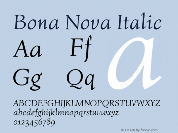 Bona Nova Italic Version 4.001; ttfautohint (v1.8.3)图片样张