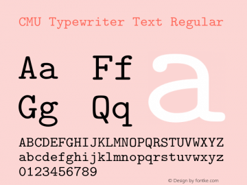 CMU Typewriter Text Regular Version 0.6.0 Font Sample
