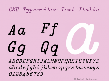 CMU Typewriter Text Italic Version 0.6.0 Font Sample