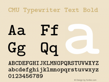 CMU Typewriter Text Bold Version 0.6.0 Font Sample